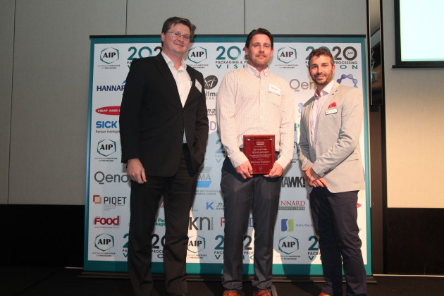 Michael Seaman (centre) has won the APPMA 2016 scholarship. He is pictured here with APPMA Chairman Mark Dingley and AIP National President, Michael Grima.